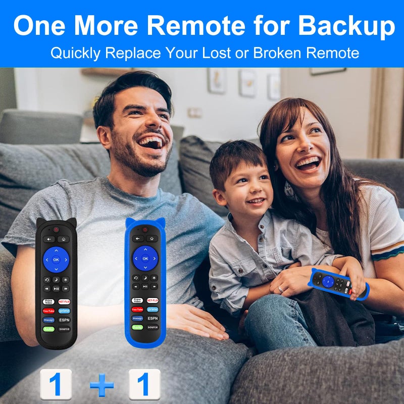 Yimaut Pack of 2 IR Remote for Roku TV Remote, for All Roku Built-in TV, for TCL Roku/Onn/Hisense/Insignia/Element/Sharp/Haier/Hitachi/LG/Sanyo/JVC/Magnavox/RCA/Philips/Westinghouse with Anti-Lost Cover - Image 3